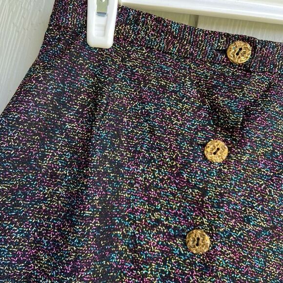 Vintage 1970s Long Buttondown Glittery Disco Style Maxi Skirt Black, Gold, Blue, - Picture 5 of 9